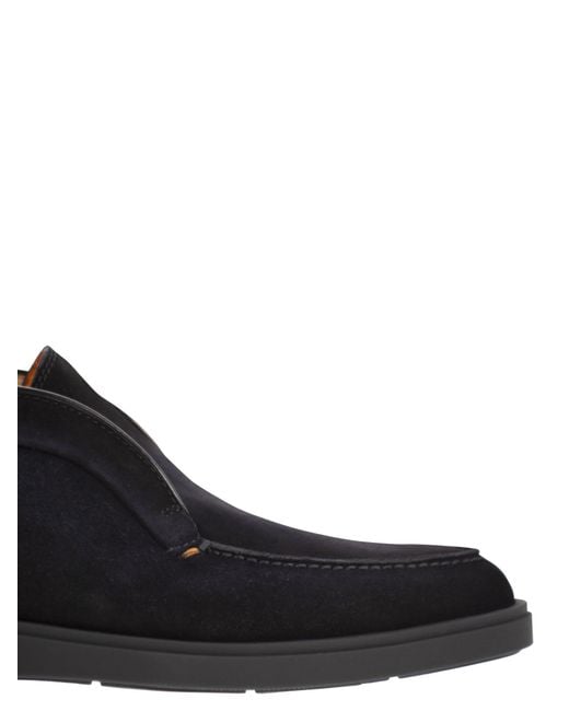 Santoni White Suede Leather Desert Boot for men