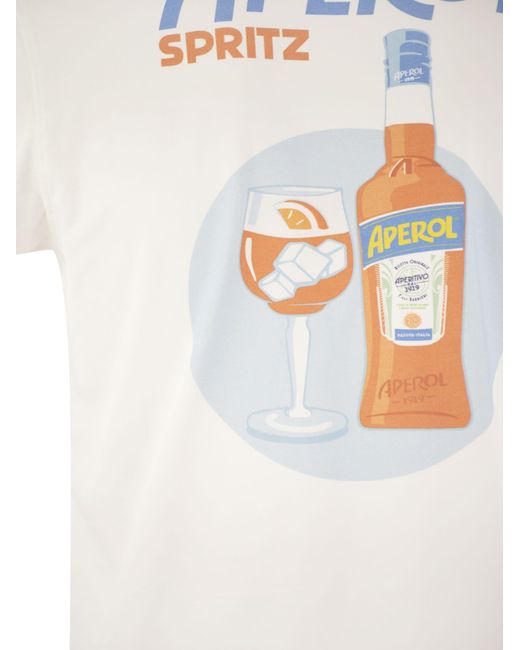 Mc2 Saint Barth White T Shirt With Print On Chest And Back Aperol Special Edition