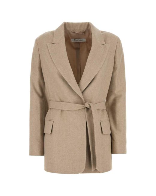 Max Mara Natural Cappuccino Wool Blend Randers Blazer