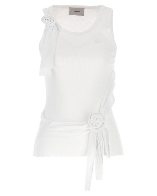 Coperni White 'Distressed Rose Rib' Tanktop