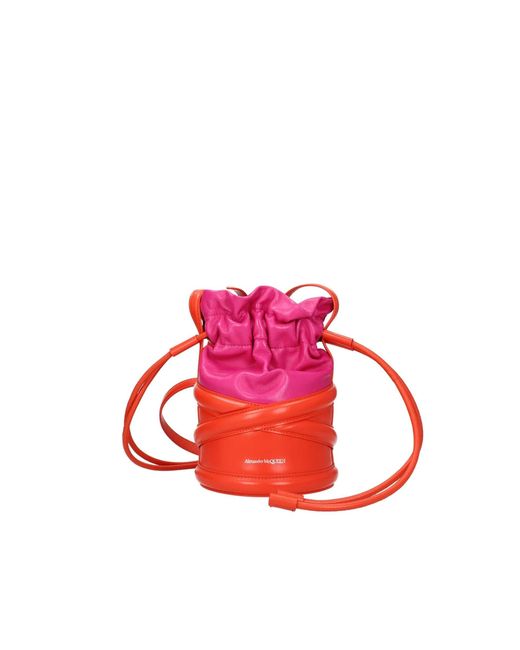 Alexander McQueen Pink Curved Bucket Shoulder Bag