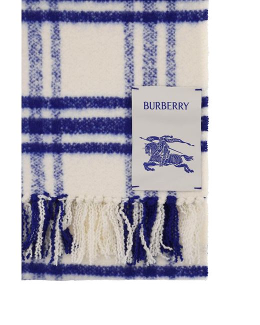 Écharpe en laine de chèque Burberry en coloris Blue