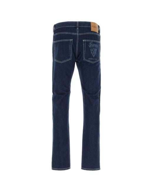 Gucci Blue Lasered Tapered Jeans for men