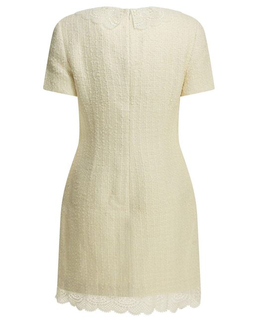 Self-Portrait Natural Short Dress With Lace Details