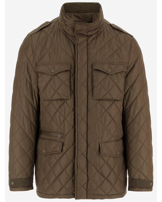 Herno Brown Gesteppte Jacke mit hohem Kragen