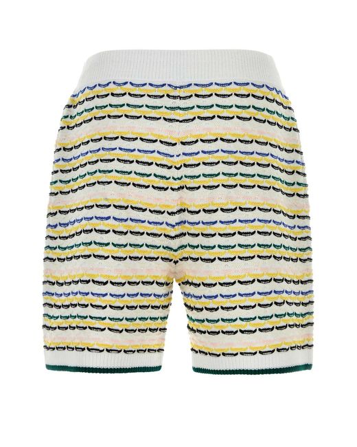 Casablanca Blue Embroidered Cotton Bermuda Shorts for men