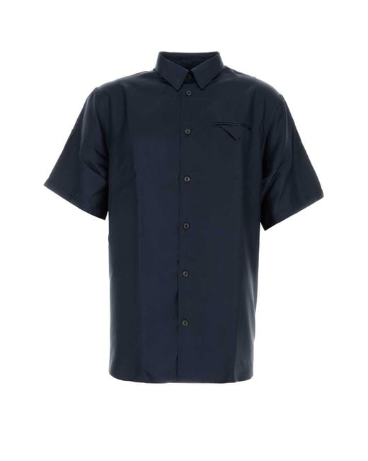 Prada Blue Satin Shirt for men