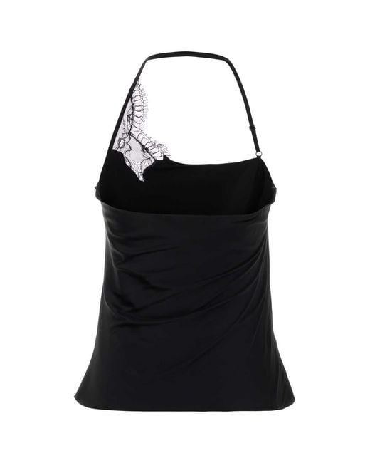Courreges Black Stretch Satin Top