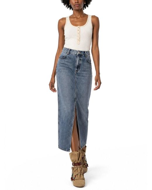 Isabel Marant Blue Solid Midi Skirt