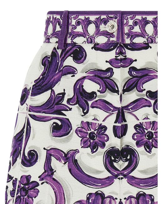 Dolce & Gabbana Purple 'Maiolica' Print Bermuda Shorts