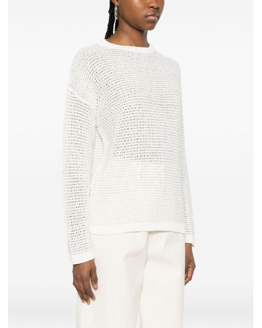 Fabiana Filippi White Cotton Crewneck Sweater