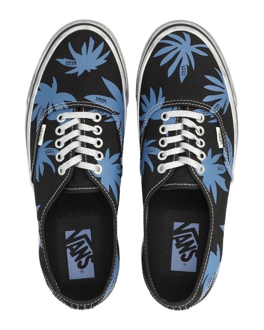 Vans Blue Authentic Premium Canvas Shoes And Print