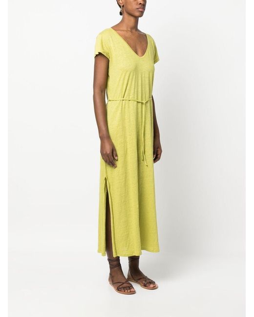Majestic Yellow Linen Blend Long Dress
