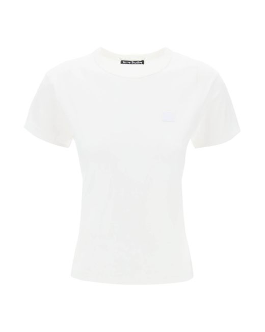 Acne Crew Neck T -shirt Met Logo -patch in het White voor heren