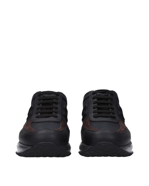 Hogan Blue Sneakers Interactive Uomo Tessuto Nero/Marrone for men