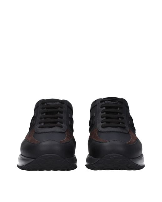 Hogan Blue Sneakers Interactive Uomo Tessuto Nero/Marrone for men