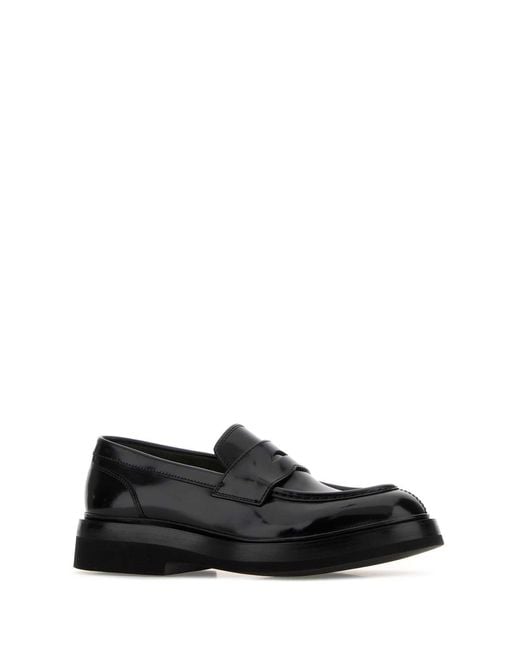 Santoni Black Leather Gunter Loafers for men