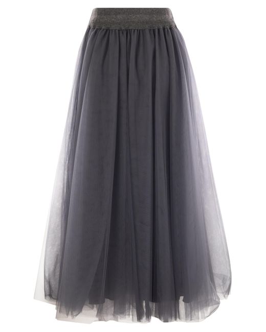 Fabiana Filippi Gray Tulle Midi Skirt