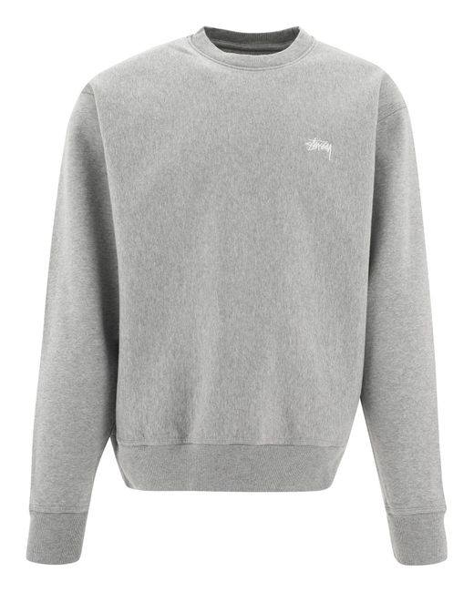 Stussy Gray Stock Logo Sweatshirt Heather Grey for men