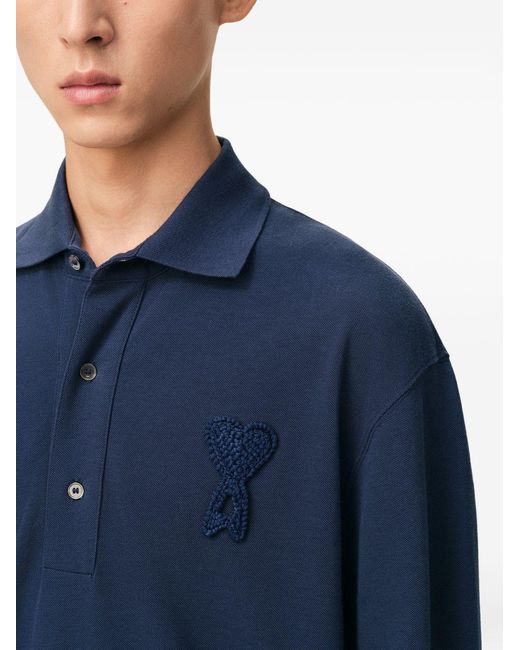 Polo Ami De Coeur De Algodón AMI de hombre de color Blue