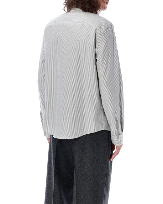 AMI Gray Ami Paris Striped Ami De Coeur Shirt for men