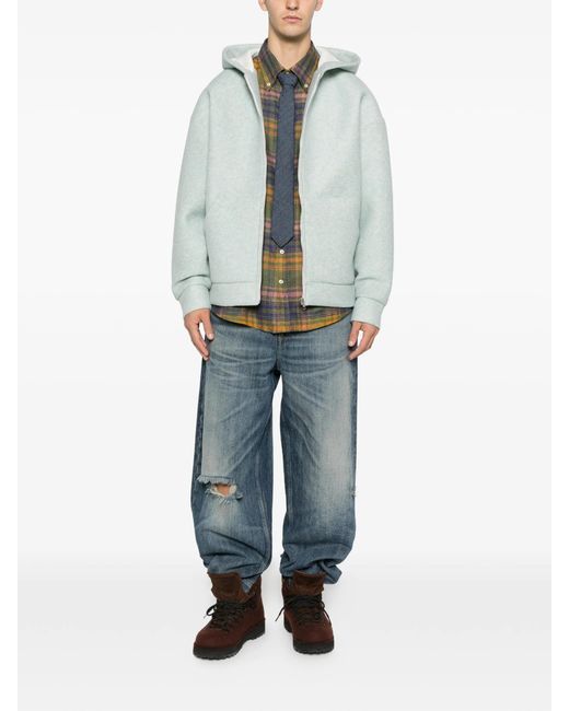 LC23 Gray Neoprene Wool Hoodie for men