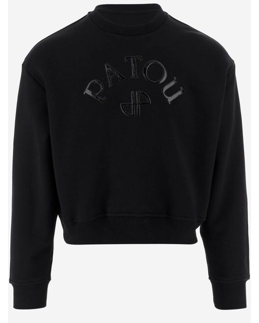 Patou Black Sweatshirt With Logo And Jp Monogram