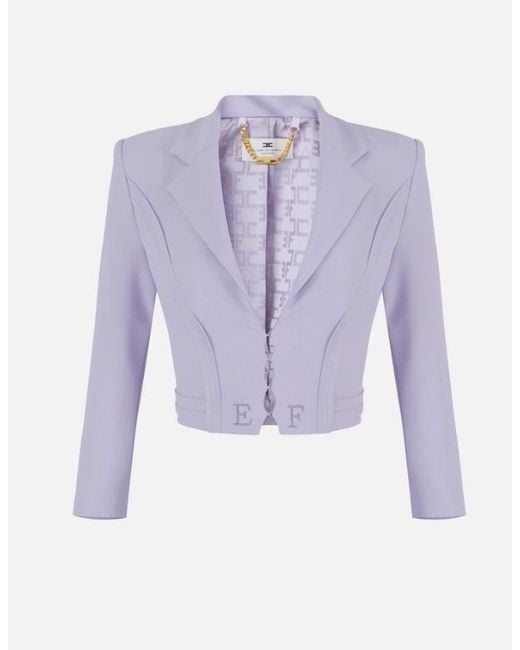 Elisabetta Franchi Purple Raw Cut Jacket