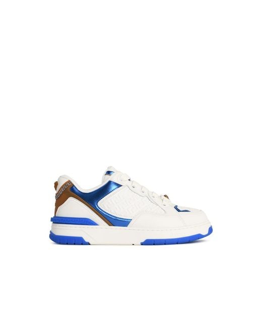 Versace 'Biggie' Witte Lear-sneakers in het Blue