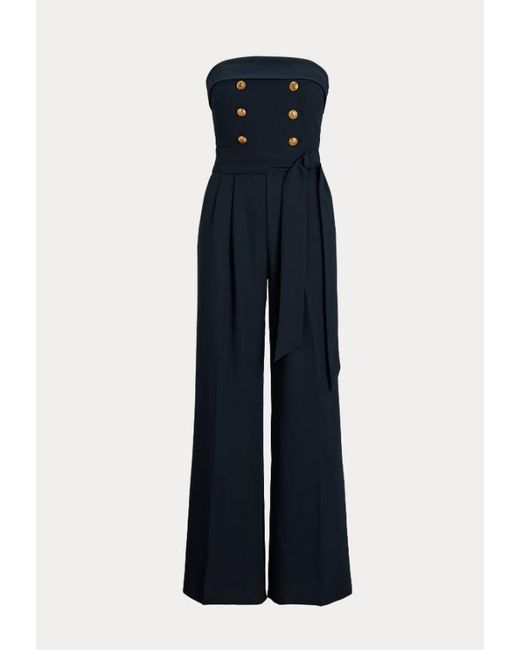 Ralph Lauren Blue Jumpsuit in Satin und Krepp