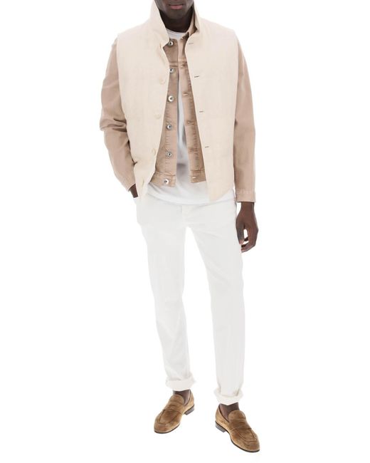 Sans manches veste en lin, Brunello Cucinelli pour homme en coloris White