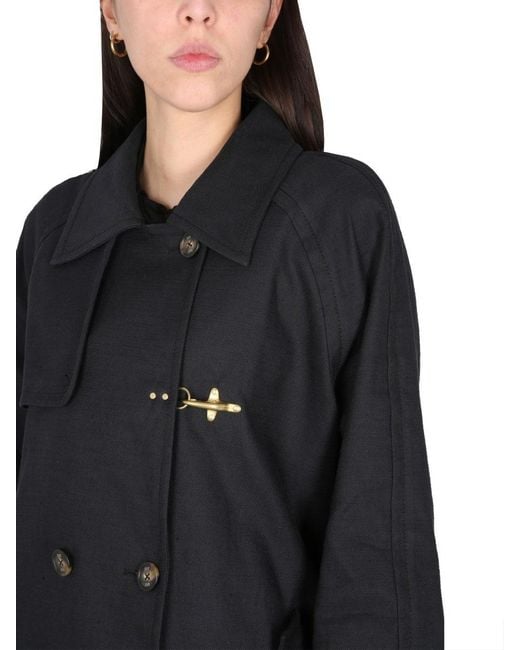 Fay Black Double-Breasted Trench Coat