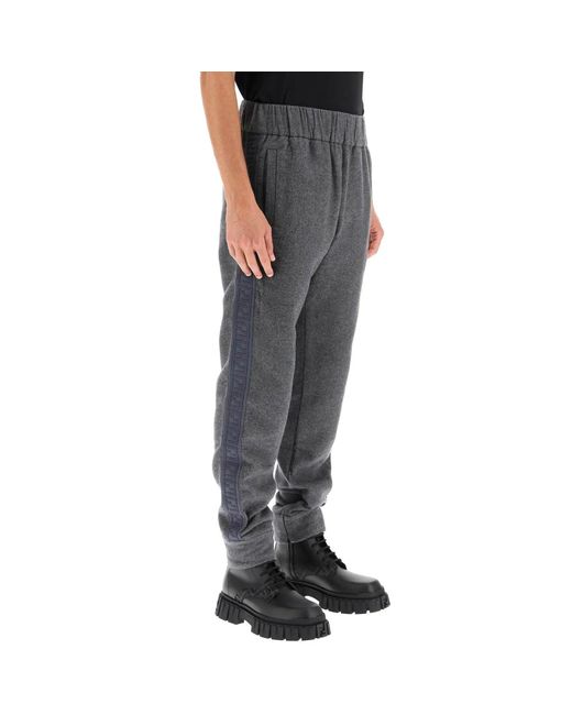 Fendi Gray Cashmere Logo Pants for men