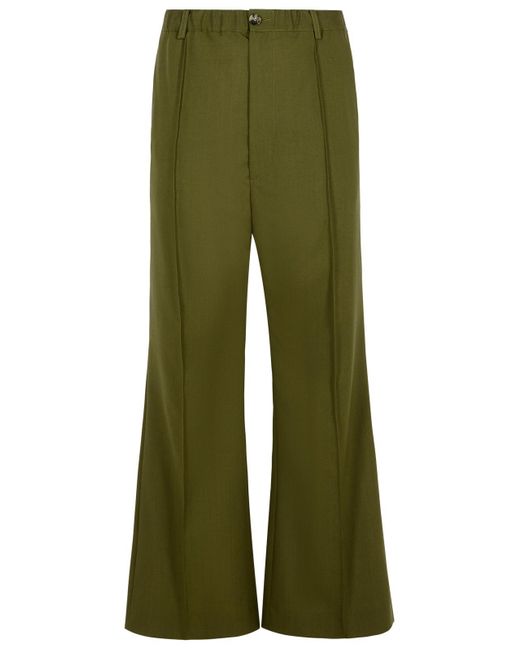 Marni Green Virgin Wool Pants With Stitched Pleats for men