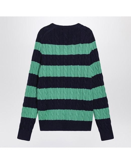 Polo Ralph Lauren Green Striped Cable Knit Sweater for men