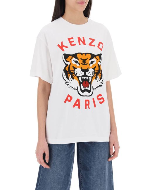 KENZO Lucky Tiger Crew Neck T -Shirt in White für Herren