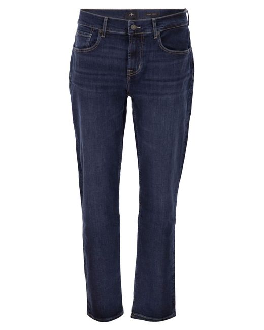 7 For All Mankind Blue Slimmy Tapered Luxe Performance Stretch Denim Jeans