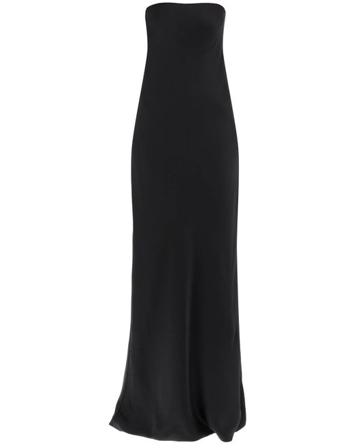 Norma Kamali Black Long Satin Crepe Kleid