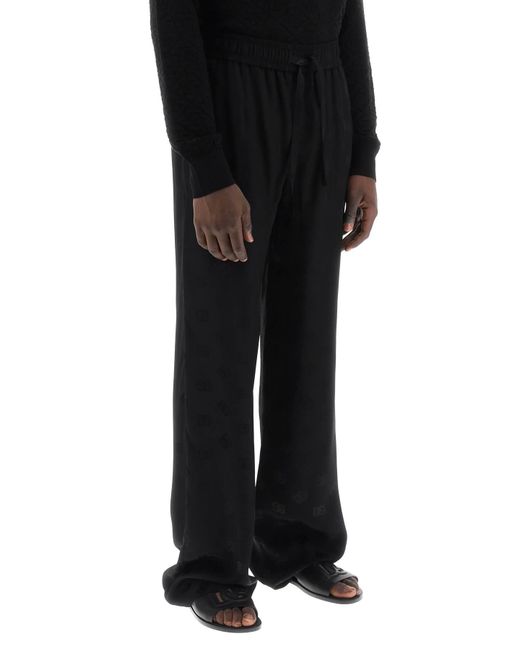 Pantaloni Dg In Jacquard di Dolce & Gabbana in Black da Uomo