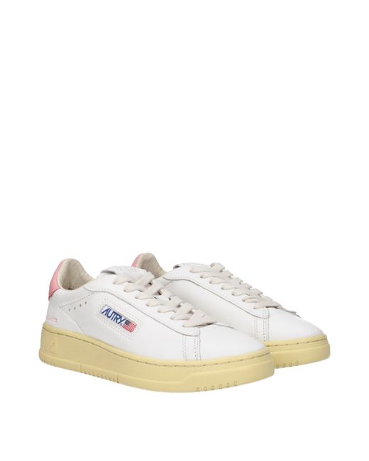 Autry White Sneakers Dallas Low Donna Pelle Bianco/Rosa