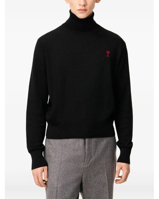 AMI Black Pull Col Roule De Coeur for men