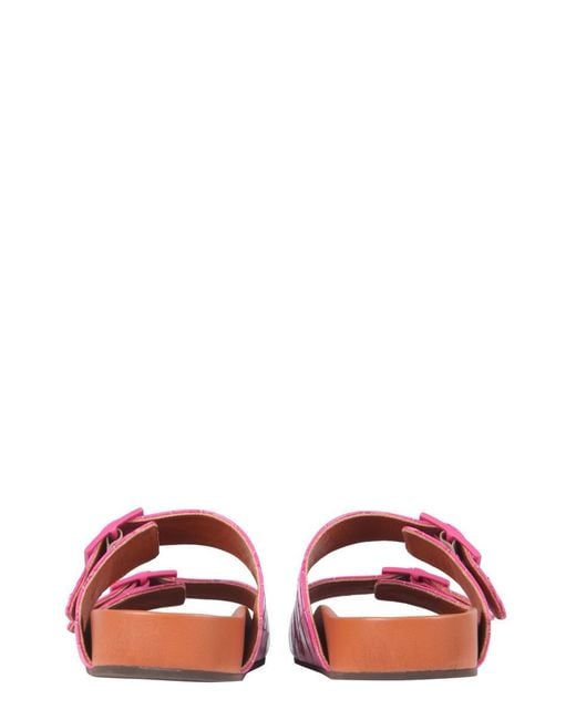 L'Autre Chose Pink Sandals With Coconut Print Leather