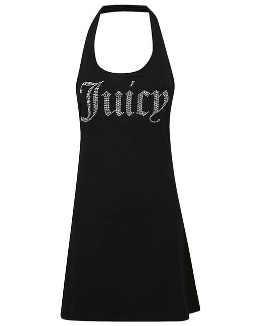 Juicy Couture Black Logo Halter Mini Dress