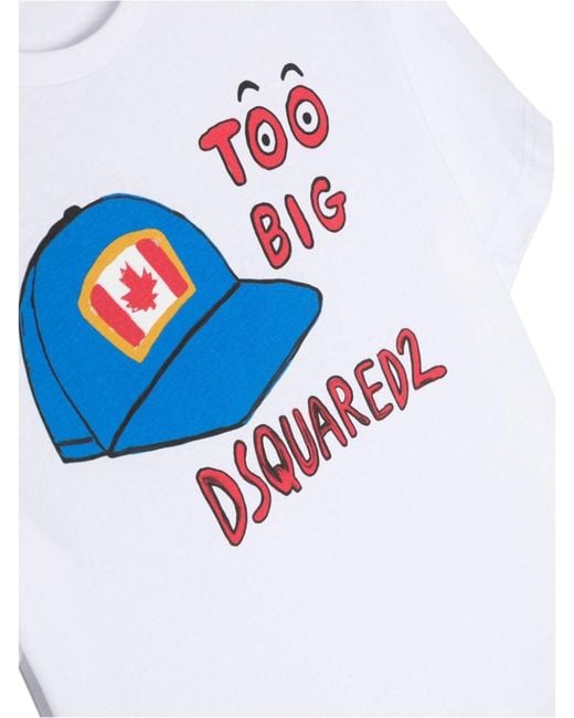 DSquared² White Hat Print T-Shirt