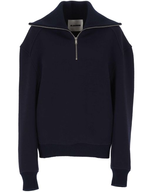 Jil Sander Black Wool Blended Sweatshirt in het Blue
