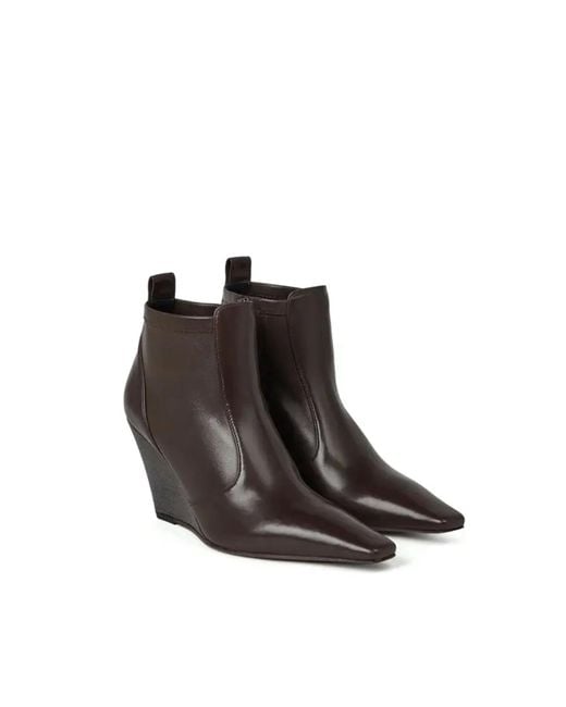 Brunello Cucinelli Brown Monili Wedge Ankle Boots