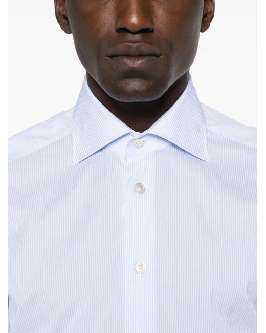 Kiton Gestreept Katoenen Overhemd in het White voor heren