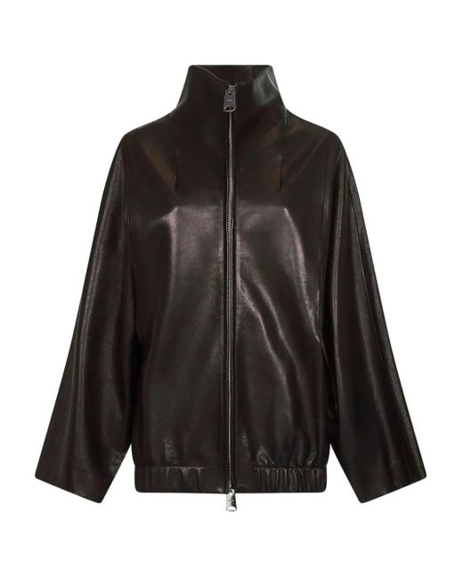 Khaite Black Schwarze Jacke Mit Hohem Kragen Und Reißverschluss