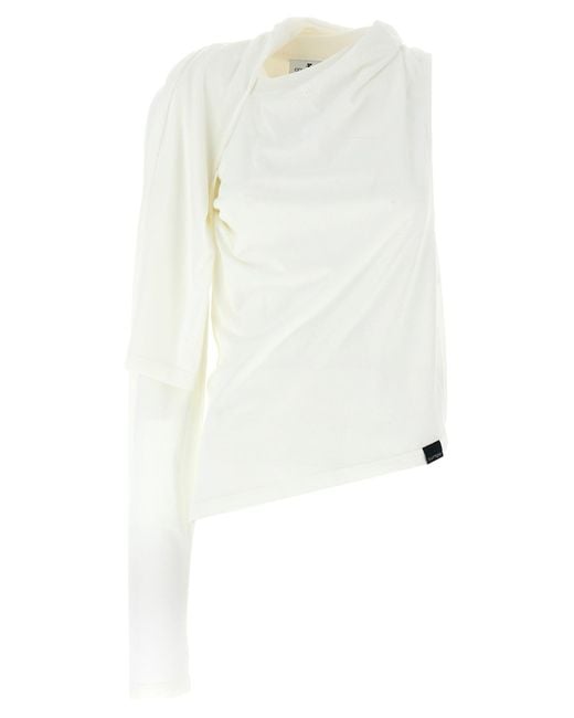 Camiseta asimétrica Courreges de color White
