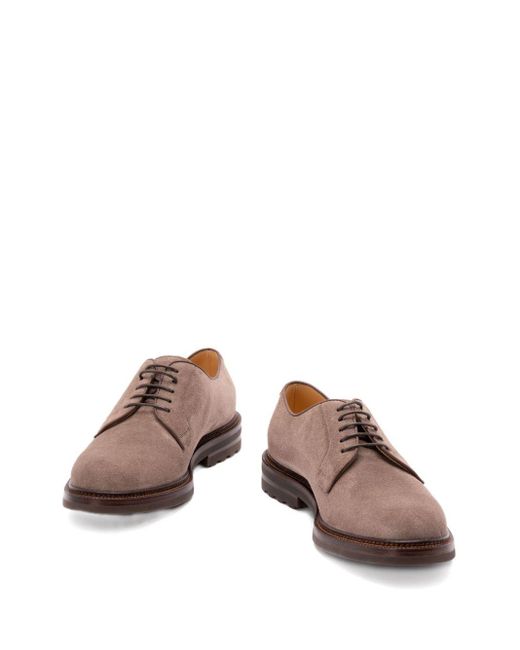 Brunello Cucinelli Brown Wildleder Leder Schnürschuhe